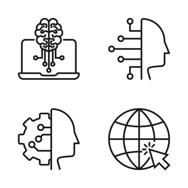 Düzenlenebilir Yapay Zeka Simgesi, Vektör illüstrasyonu beyaz arkaplanda izole edildi. Sunum, web sitesi veya mobil uygulama için kullanılacak