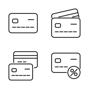 Düzenlenebilir Kredi Kartı Simgesi, Vektör illüstrasyonu beyaz arkaplanda izole edildi. Sunum, web sitesi veya mobil uygulama için kullanılacak