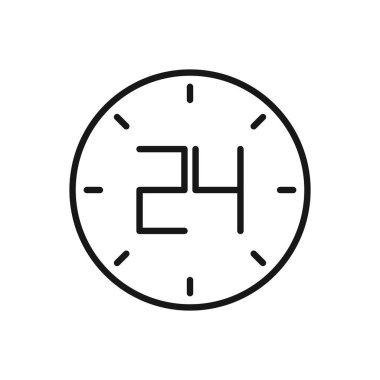 24 Saat Servisinin Düzenlenebilir Simgesi, Vektör illüstrasyonu beyaz arkaplanda izole edildi. Sunum, web sitesi veya mobil uygulama için kullanılacak