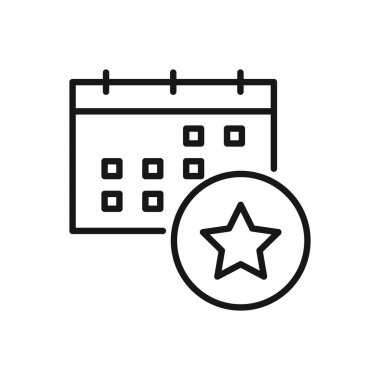 Sık Kullanılan İşaretleyici Takviminin Düzenlenebilir Simgesi, Beyaz arkaplanda izole edilmiş Vektör illüstrasyonu. Sunum, web sitesi veya mobil uygulama için kullanılacak