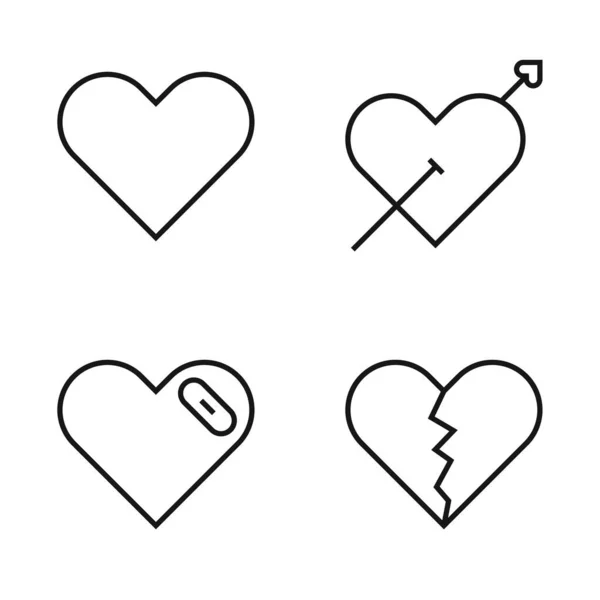 Editable Set Icon Love Heart Векторная Иллюстрация Белом Фоне Использование — стоковый вектор