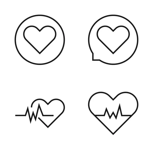 Editable Set Icon Love Heart Cardio Векторная Иллюстрация Белом Фоне — стоковый вектор