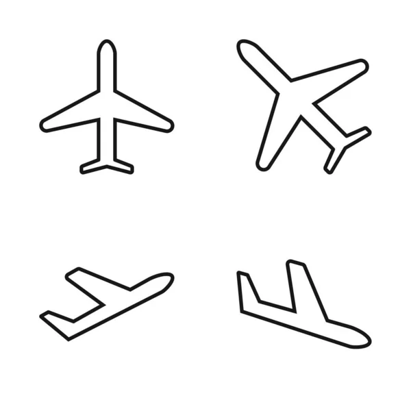 Set Editable Icono Avión Ilustración Vectorial Aislada Sobre Fondo Blanco — Vector de stock