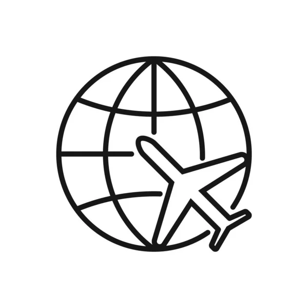 Icono Editable Viaje Avión Alrededor Del Mundo Ilustración Vectorial Aislada — Vector de stock