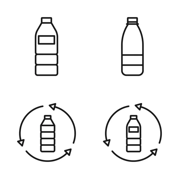 Upravitelná Sada Ikona Plastové Láhve Vektorové Ilustrace Izolované Bílém Pozadí — Stockový vektor