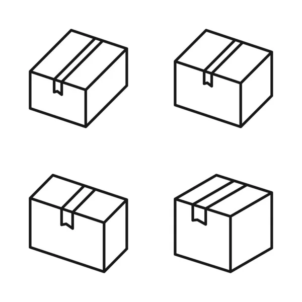 Upravitelná Sada Ikona Doručení Box Vektorové Ilustrace Izolované Bílém Pozadí — Stockový vektor