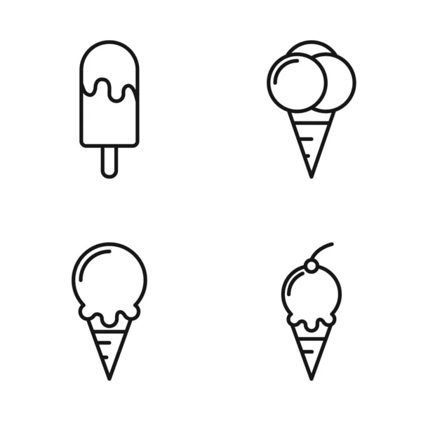 Editable Set Icon Ice Cream Vector Illustratie Geïsoleerd Witte Achtergrond — Stockvector