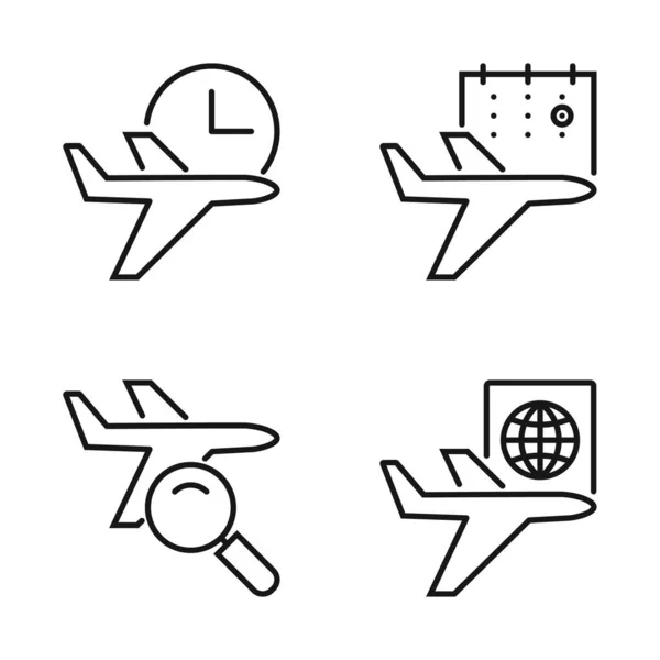 Editable Set Icon Airplane Schedule Find Flying Schedule Ilustración Vectorial — Vector de stock