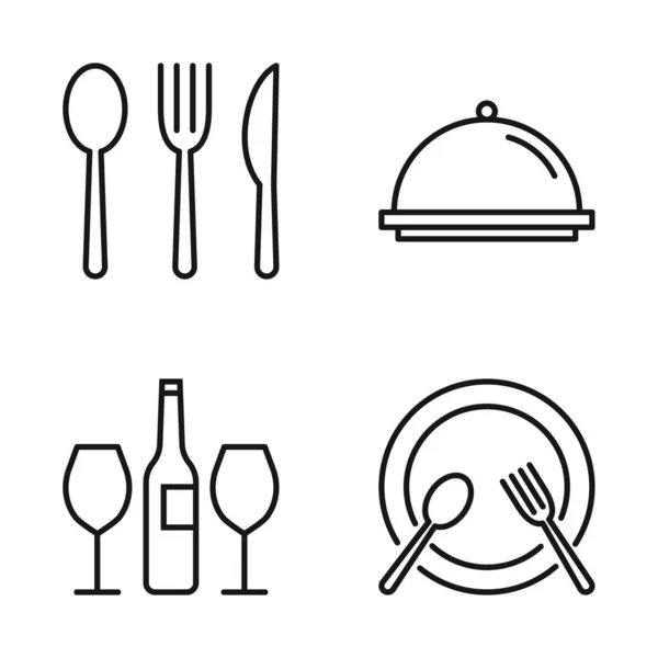 Upravitelné Set Ikona Restaurace Vektorové Ilustrace Izolované Bílém Pozadí Použití — Stockový vektor
