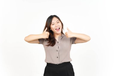 Beyaz arka planda izole edilmiş Güzel Asyalı Kadın Başparmakları