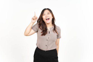 Beyaz arka planda izole edilmiş güzel bir Asyalı kadın hakkında bir fikrim var.