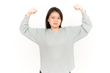 Beyaz arka planda tecrit edilmiş Güzel Asyalı Kadın Kolları