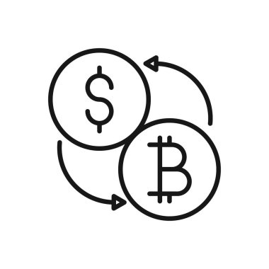 Düzenlenebilir Para Takas Simgesi Bitcoin ve Dolar