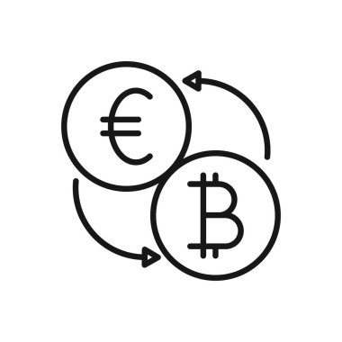 Düzenlenebilir Para Takas Simgesi: Euro ve Bitcoin