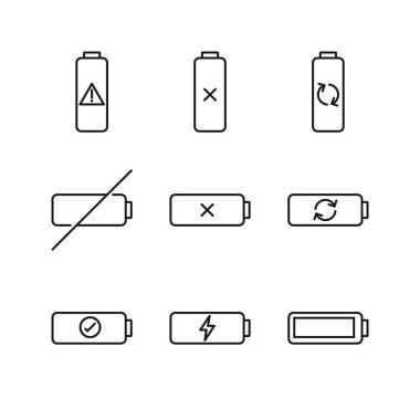 Düzenlenebilir Batarya Durumunun Simgesi, Vektör illüstrasyonu beyaz arkaplanda izole edildi. Sunum, web sitesi veya mobil uygulama için kullanılacak