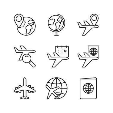 Düzenlenebilir Seyahat Simgesi, Vektör illüstrasyonu beyaz arkaplanda izole edildi. Sunum, web sitesi veya mobil uygulama için kullanılacak