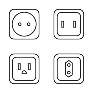 Düzenlenebilir Elektrik Prizleri Simgesi, Vektör illüstrasyonu beyaz arkaplanda izole edildi. Sunum, web sitesi veya mobil uygulama için kullanılacak