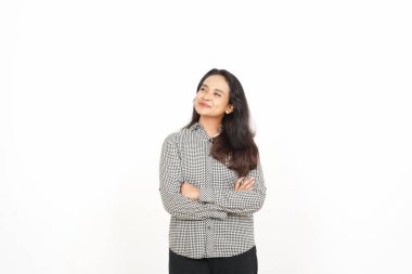 Beyaz arka planda tecrit edilmiş Güzel Asyalı Kadın Hareketi