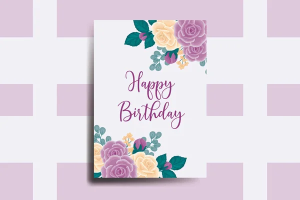 Cartão Aniversário Cartão Saudação Mão Aquarela Digital Desenhado Rose Flower —  Vetores de Stock