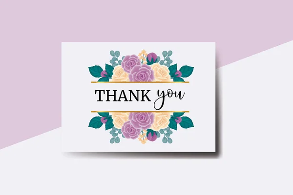 Carte Remerciement Carte Voeux Rose Modèle Conception Fleur — Image vectorielle