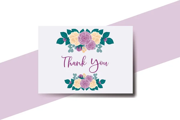 Σας Ευχαριστώ Κάρτα Χαιρετισμός Κάρτα Rose Flower Σχεδιασμός Πρότυπο — Διανυσματικό Αρχείο