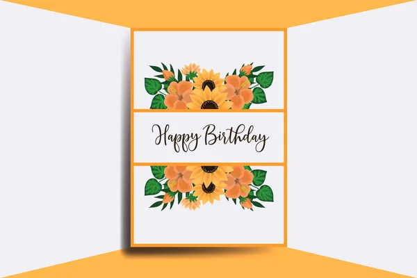 Открытки День Рождения Digital Watercolor Hand Drawn Sunflower Design Template — стоковый вектор