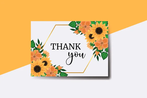 Ευχαριστήρια Κάρτα Ευχετήρια Κάρτα Sunflower Σχεδιασμός Πρότυπο — Διανυσματικό Αρχείο