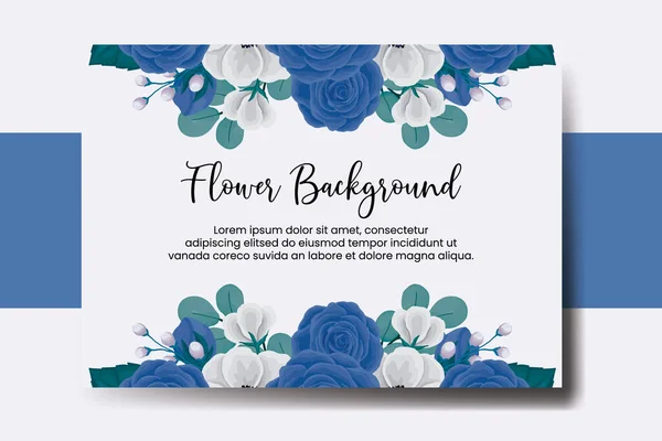 Hochzeitsbanner Blume Hintergrund Digital Aquarell Hand Gezeichnet Blue Rose Flower — Stockvektor