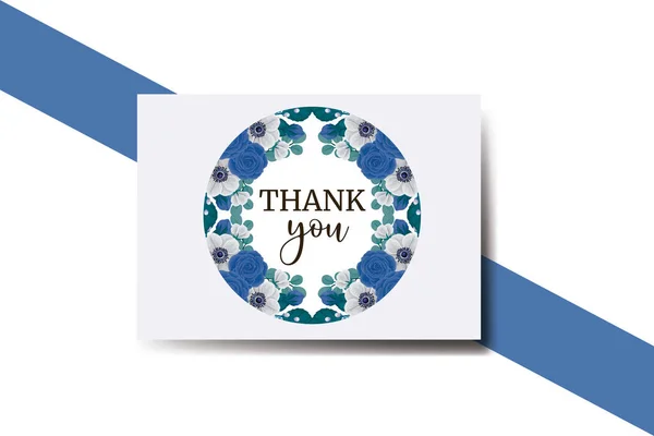 Σας Ευχαριστώ Κάρτα Χαιρετισμός Κάρτα Μπλε Τριαντάφυλλο Λουλούδι Πρότυπο Σχεδιασμού — Διανυσματικό Αρχείο