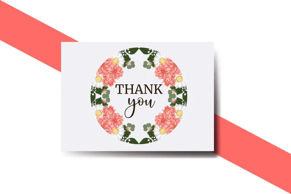 Thank You Card Greeting Card Dahlia Flower Design Template — Stock Vector