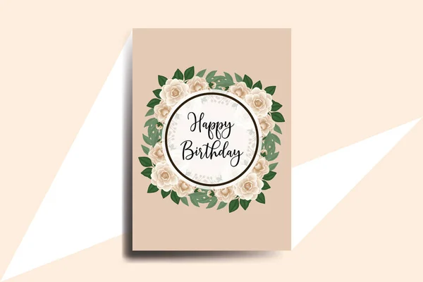グリーティングカード誕生日カードデジタル水彩手描き椿の花のデザインテンプレート — ストックベクタ
