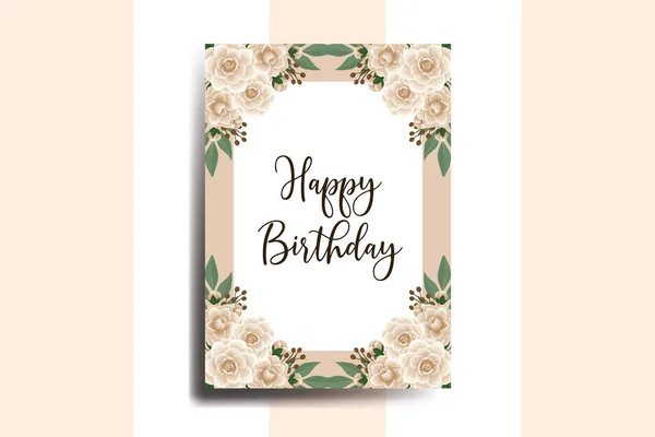 Grußkarte Geburtstagskarte Digitales Aquarell Handgezeichnete Kamelienblumen Design Vorlage — Stockvektor