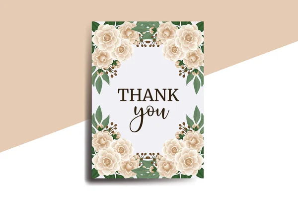 ありがとうカードグリーティングカード椿の花デザインテンプレート — ストックベクタ