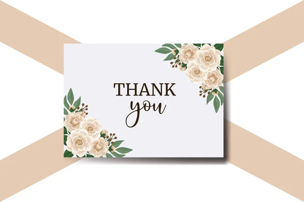 Köszönöm Kártya Üdvözlőlap Camellia Virág Design Template — Stock Vector
