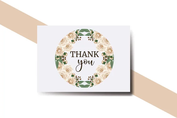Köszönöm Kártya Üdvözlőlap Camellia Virág Design Template — Stock Vector