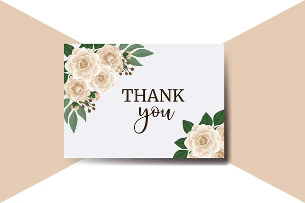 Thank You Card Greeting Card Camellia Flower Design Template — Stock Vector