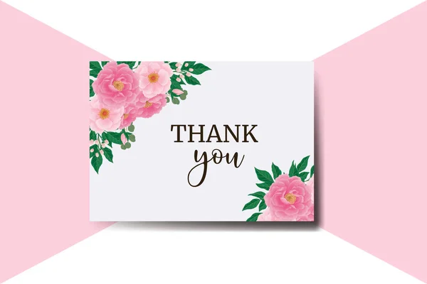 Σας Ευχαριστώ Κάρτα Χαιρετισμός Κάρτα Παιωνία Λουλούδι Πρότυπο Σχεδιασμού — Διανυσματικό Αρχείο