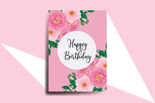 Cartão Aniversário Cartão Saudação Mão Aquarela Digital Desenhado Peony Flor —  Vetores de Stock