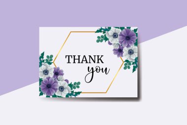 Tebrik kartı Anemone Çiçek Tasarım Şablonu