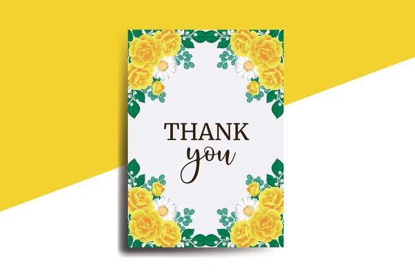 Σας Ευχαριστώ Κάρτα Χαιρετισμός Κάρτα Κίτρινο Τριαντάφυλλο Λουλούδι Πρότυπο Σχεδιασμού — Διανυσματικό Αρχείο