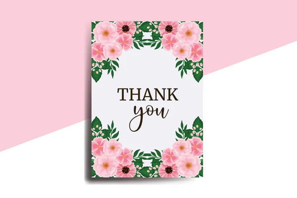Ευχαριστήρια Κάρτα Ευχετήρια Κάρτα Zinnia Και Peony Λουλούδι Σχεδιασμός Πρότυπο — Διανυσματικό Αρχείο
