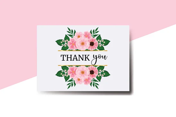 Ευχαριστήρια Κάρτα Ευχετήρια Κάρτα Zinnia Και Peony Λουλούδι Σχεδιασμός Πρότυπο — Διανυσματικό Αρχείο