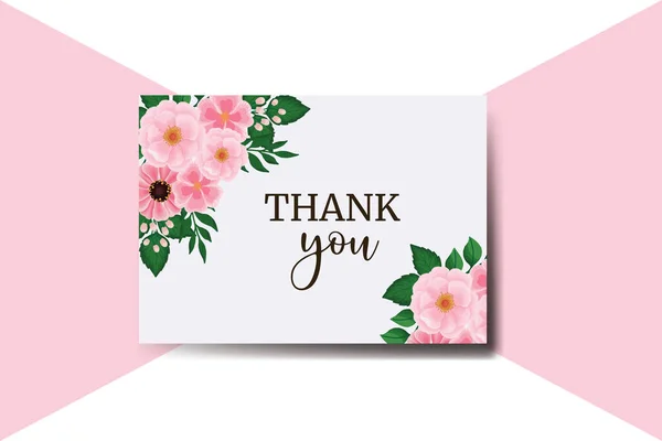 Köszönjük Kártya Üdvözlőlap Zinnia Bazsarózsa Virág Design Template — Stock Vector
