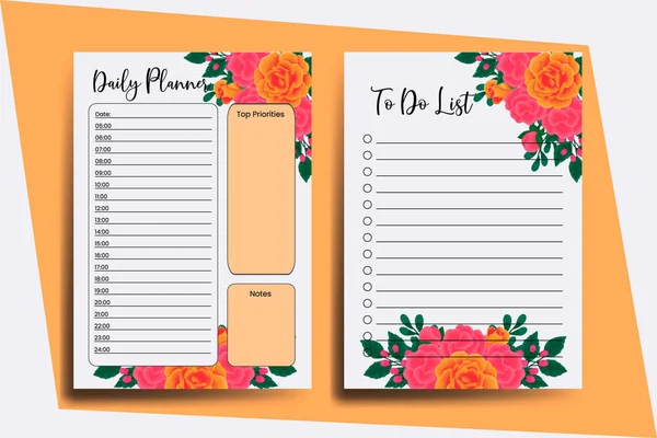做橙色玫瑰花设计模板列表的策划者 — 图库矢量图片
