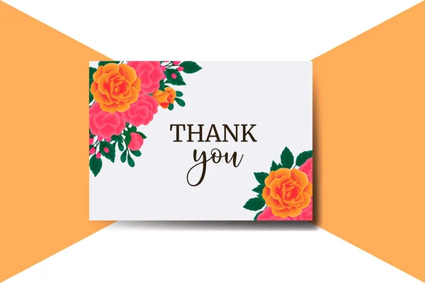 Ευχαριστήρια Κάρτα Ευχετήρια Κάρτα Πορτοκαλί Τριαντάφυλλο Λουλούδι Πρότυπο Σχεδιασμού — Διανυσματικό Αρχείο