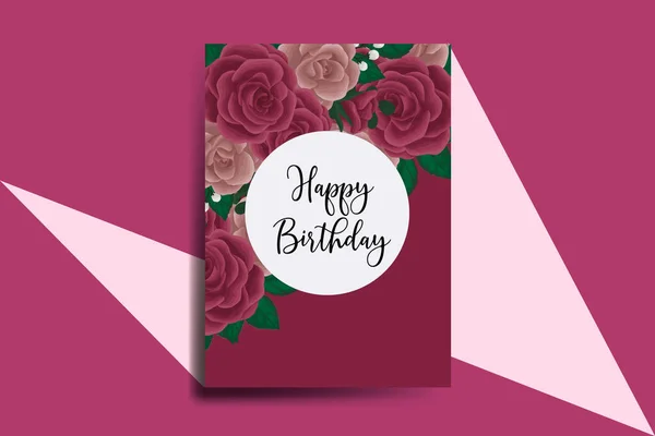 Wenskaart Verjaardagskaart Digitale Aquarel Met Hand Getekend Maroon Rose Flower — Stockvector