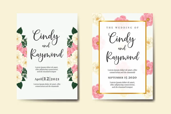 stock vector Wedding invitation frame set, floral watercolor Digital hand drawn Mini Rose Flower design Invitation Card Template