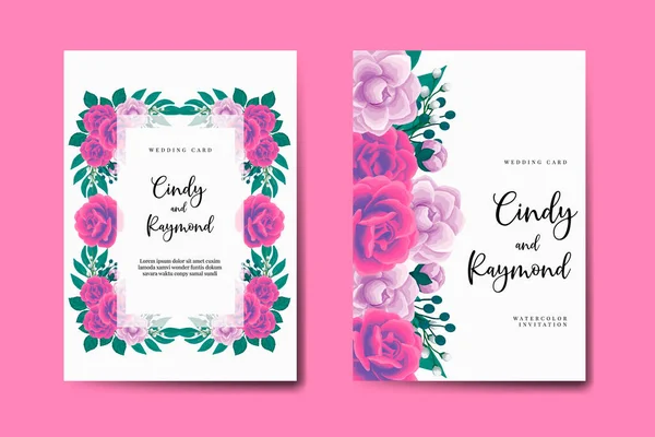 stock vector Wedding invitation frame set, floral watercolor Digital hand drawn Rose Flower design Invitation Card Template