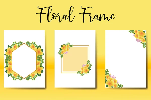 Hochzeitseinladung Frame Set Florales Aquarell Digital Hand Gezeichnet Yellow Hibiscus — Stockvektor