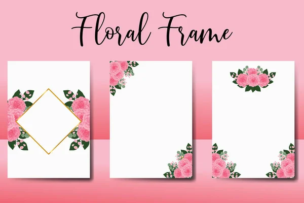 stock vector Wedding invitation frame set, floral watercolor Digital hand drawn Pink Dahlia Flower design Invitation Card Template